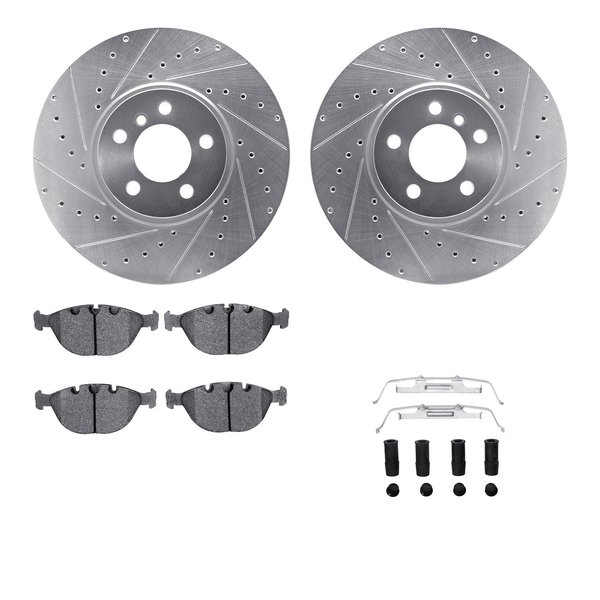 Dynamic Friction Co 7512-31138, Rotors-Drilled and Slotted-Silver w/ 5000 Advanced Brake Pads incl. Hardware, Zinc Coat 7512-31138